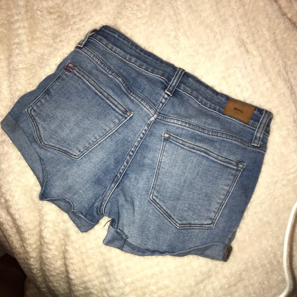 BDG high rise blue jean shorts